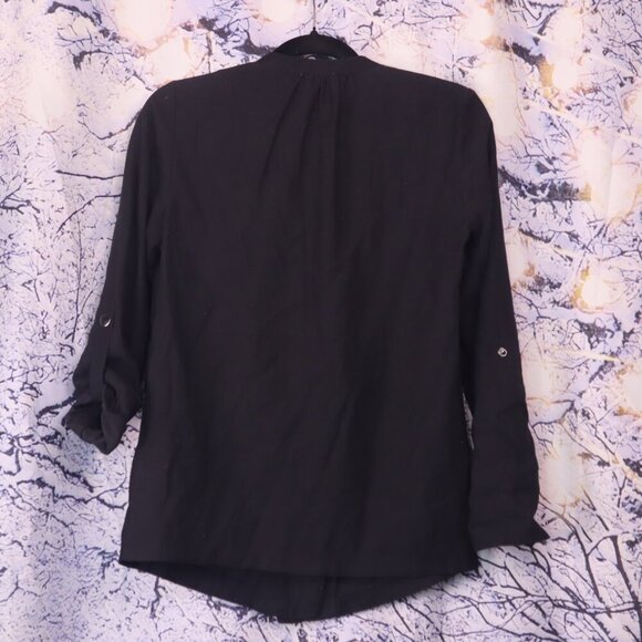 RUFFLED JACKET XS Nine West Black Blazer Office Work Casual Spring Fall Goth Y2K - Picture 8 of 8